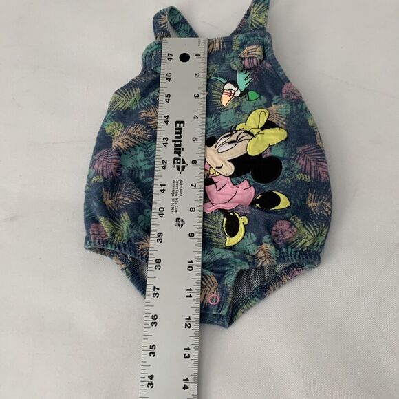 Disney Baby Romper Girls 9-12 Months Minnie Mouse Tropical Leaves Birds Blue - Picture 10 of 10